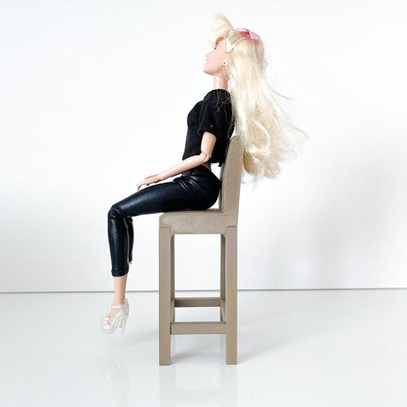 Barbie Integrity Doll Oak Kitchen Island 1:6 Scale 3 Matched Chairs 3D Printed - Picture 9 of 14